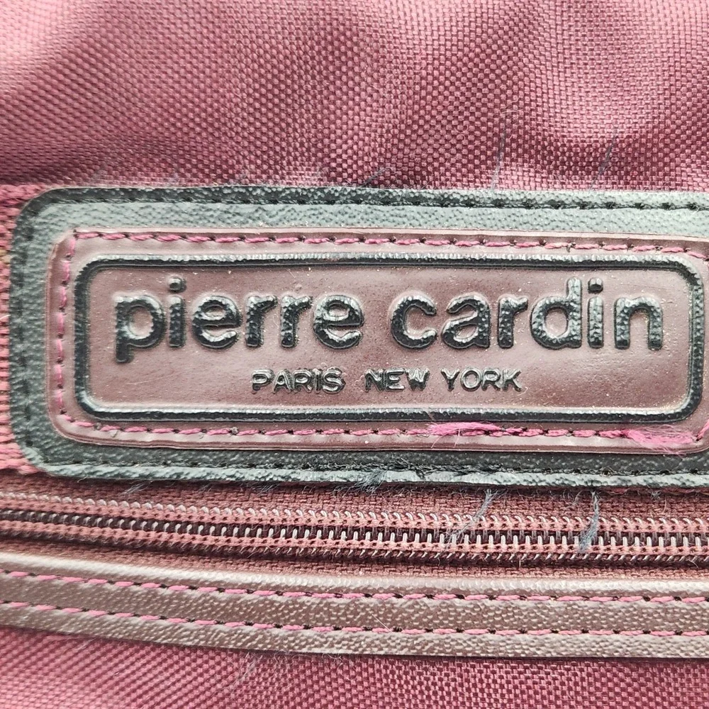 Vintage Pierre Cardin Burgundy Nylon Travel Duffle Gym Bag Made in Korea 15 Inch